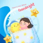 Blue banner good night baby xanh dương chúc bé ngủ ngon
