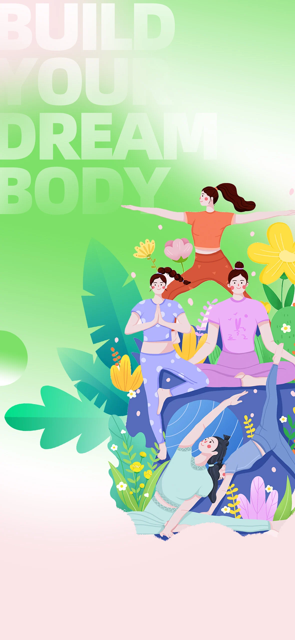 Spring Yoga Animation Blue Spring Yoga Banner mùa xuân màu xanh - File Đồ Hoạ
