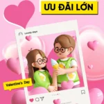 Valentine couple pink banner màu hồng cặp đôi