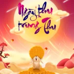 Orange Mid-Autumn Festival Rabbit Banner con thỏ trung thu màu cam