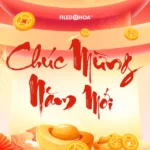 New Year’s banner with red coins tết màu đổ đồng tiền năm mới