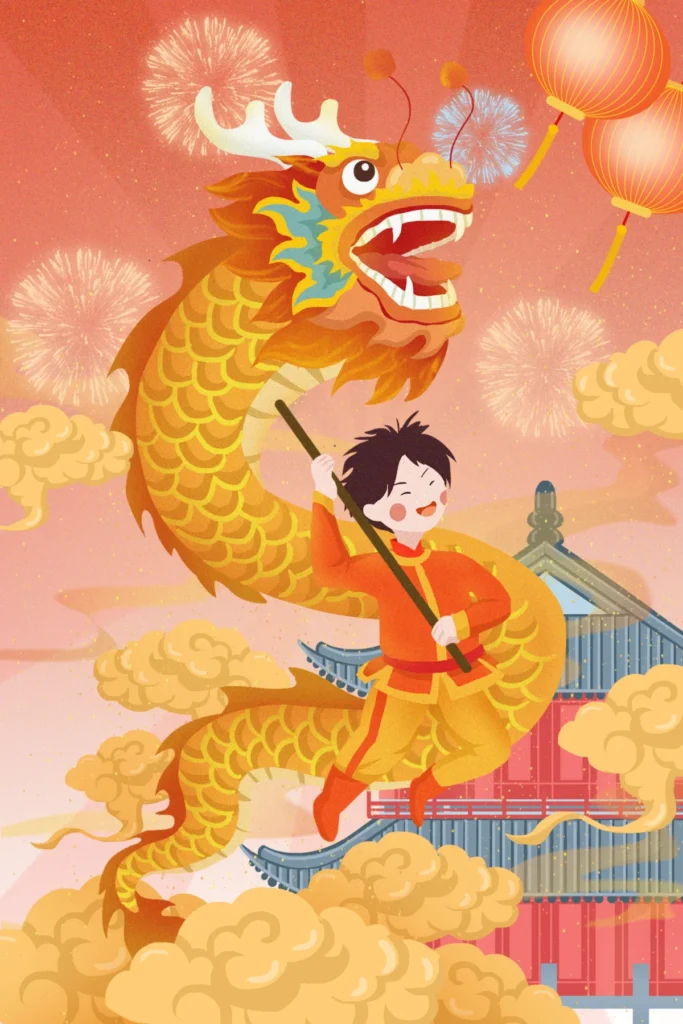 Dragon dance banner for Tet holiday hình vẽ múa rồng dịp tết - File Đồ Hoạ