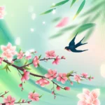 green spring background peach blossom màu xanh lá hoa đào
