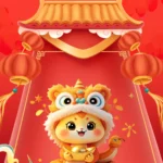 Bright red New Year banner năm mới đỏ rực rở