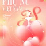 Pink Vietnamese Women’s Day backdrop ngày phụ nữ Việt nam màu hồng