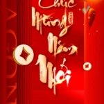 Tet banner red background gold effect letters tết nền đỏ chữ hiệu ứng vàng