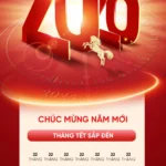 Banner Happy new year 2026 Red Màu đỏ chúc mừng năm mới đỏ