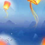 Blue mid-autumn festival background with lanterns trung thu xanh dương đèn lòng 16012026