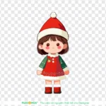 Png little girl in christmas clothes transparent background nền trong suốt