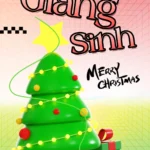 Green Christmas Tree Banner xanh lá giáng sinh cây thông