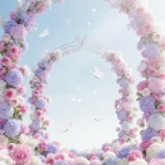 Flower gate, white cloud sky Cổng hoa bầu trời mây trắng