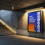 Urban Billboard Mockup at Concrete Stairwell