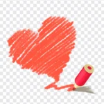 Red crayon heart with transparent background png Trái tim vẽ chì màu đỏ nền trong suốt 28012026 1405