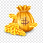 Png money bag and gold coins transparent background túi tiền và đồng tiền vàng nền trong suốt 1705