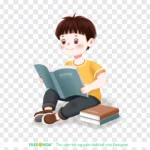 Png child reading book transparent background đứa trẻ đọc sách nền trong suốt