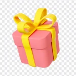 3D pink gift box with transparent background Hộp quà màu hồng nền trong suốt