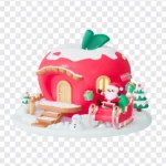 Santa Claus and Christmas House Transparent Background png Ông già noel và ngôi nhà giáng sinh nền trong suốt