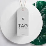 Minimal Brand Tag Mockup Free on Podium