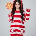 Model cô gái mặc đồ giáng sinh đỏ