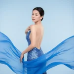 Blue dress model for beauty váy xanh dương làm đẹp