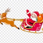 Transparent background Santa Claus riding reindeer png Ông già noel nền trong suốt cưỡi xe tuần lộc