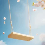 Pink flower swing and blue sky wallpaper Ảnh nền xích đu hoa màu hồng và trời xanh dương
