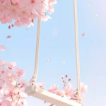 Spring pink flower swing wallpaper Ảnh nền xích đu hoa màu hồng màu xuân