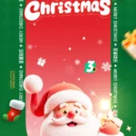 background psd giáng sinh ông già noel xanh lá 21122025