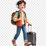 Icon png 3D chàng trai đi du lịch 24122025