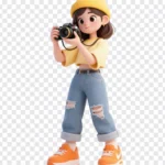 Icon png 3D cô gái chụp ảnh 24122025