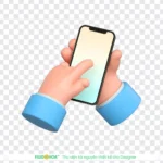 3D png hand pressing phone transparent background tay bấm điện thoại nền trong suốt