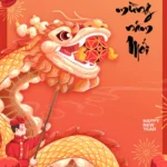 Orange red dragon dance background múa rồng màu đỏ cam