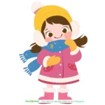 Vector of a little girl wearing a warm coat