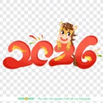 Transparent png new year 2026 text trong suốt chữ năm mới 2026