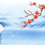 Background tuyết noel mùa đông hoa đào 30122025