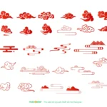 Mây trang trí màu đỏ vector 26122025