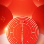 background đồng hồ năm mới màu đỏ 20122025