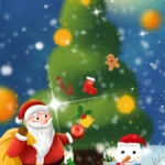 background psd giáng sinh màu xanh dương cây thông 23122025