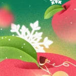 Christmas peach green background Giáng sinh quả đào nền xanh lá