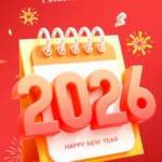 background năm mới màu đỏ lịch psd 21122025