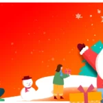 background psd giáng sinh ông già noel đỏ 23122025