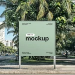 Billboard with Tree Background Mockup