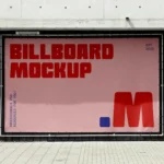 Free Banner Attached to Black Wall Mockup