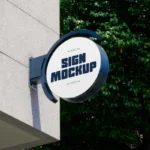 Free Circle Signage PSD Mockup