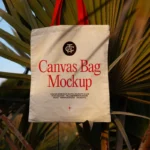 Free Hanging Canvas Bag on Fence Mockup