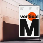 Standing Vertical Billboard Mockup on Street