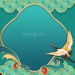 Background psd tiểu cảnh phong cách trung hoa xanh lá 08012026a