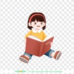 Png hình vẽ đứa bé ngồi đọc sách 06012026