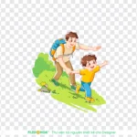Png hình vẽ minh hoạ 2 bố con đi chơi 06012026