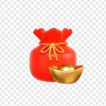 Png 3D túi vải thỏi vàng gold bar-shaped fabric bag 24012026
